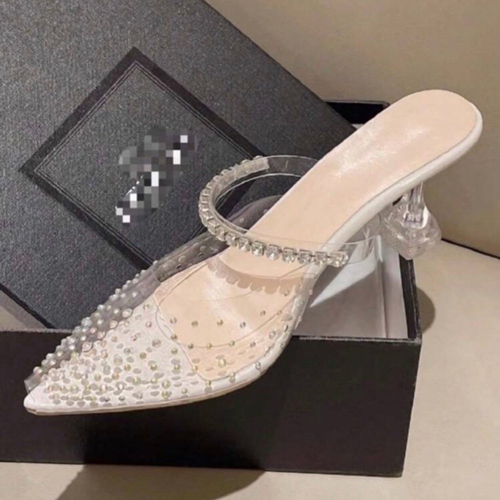 Elegant Clear Heels with Rhinestone Strap - Picture 4 of 6